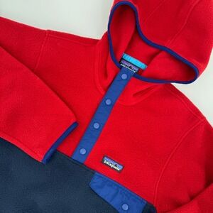 Patagonia‎ Synchilla Snap-T Hoodie Fleece Pullover Red Navy XS